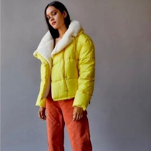 NWT Urban Outfitters Fleece Lined Yellow Puffer Jacket $119